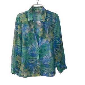Drapers & Damons Womens PL 2-Piece Sheer Floral Blouse and Tank